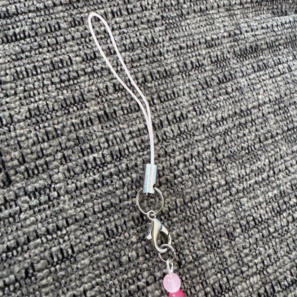 Elegant Pink Handmade Beaded Phone Charm - Picture 4 of 4